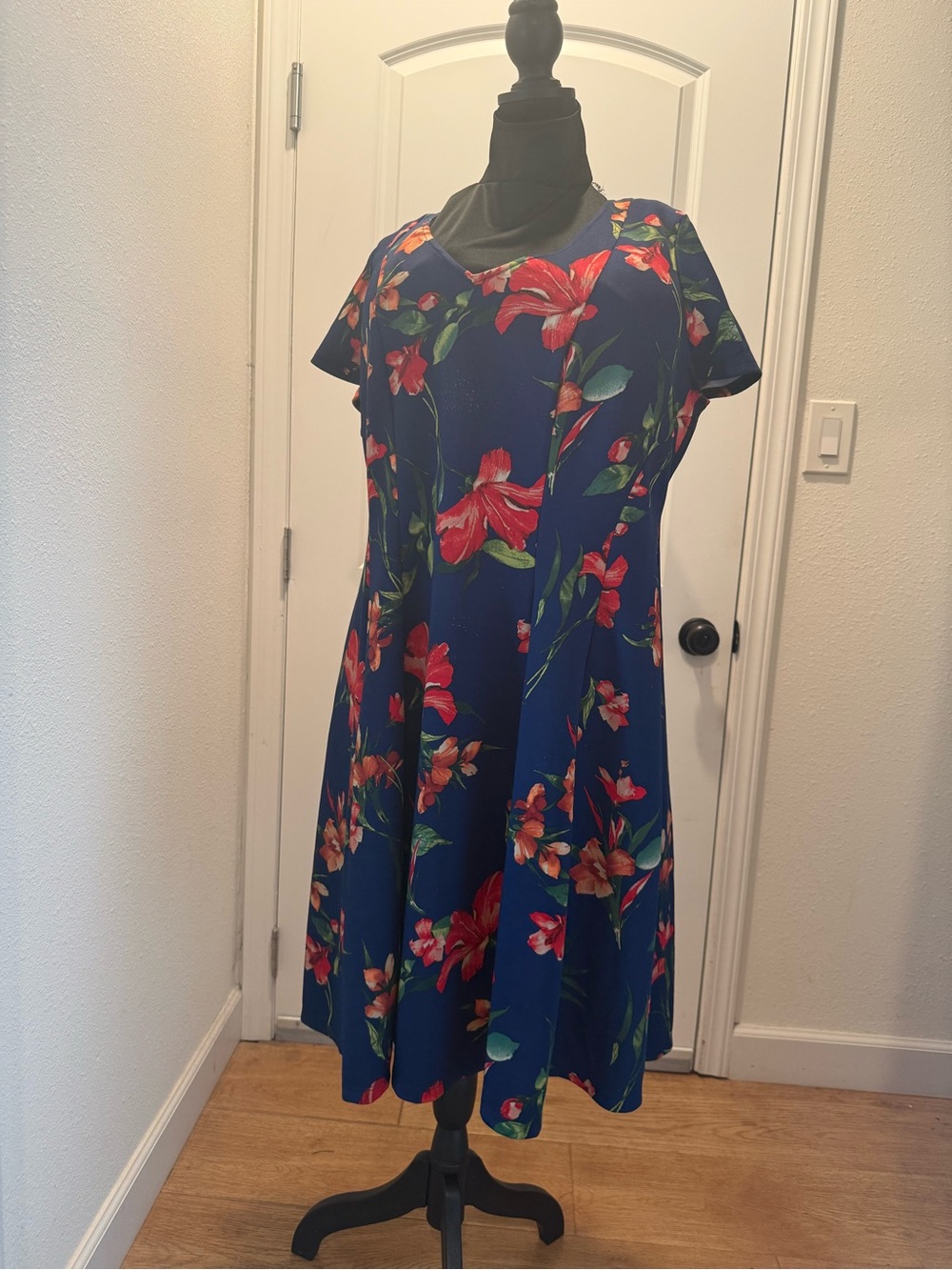 Lane Bryant Navy Floral A-Line Dress - Classic Women's Summer Dress
